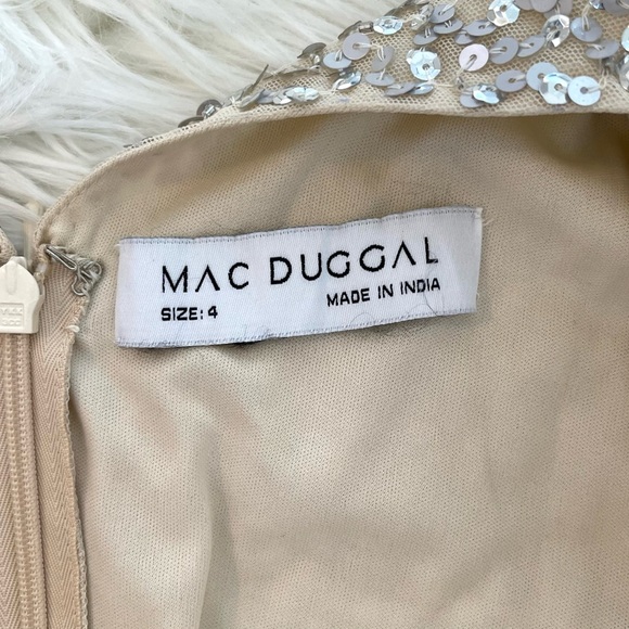 NWT Mac Duggal Silver Sequin Fringe Mini Dress - Picture 10 of 16